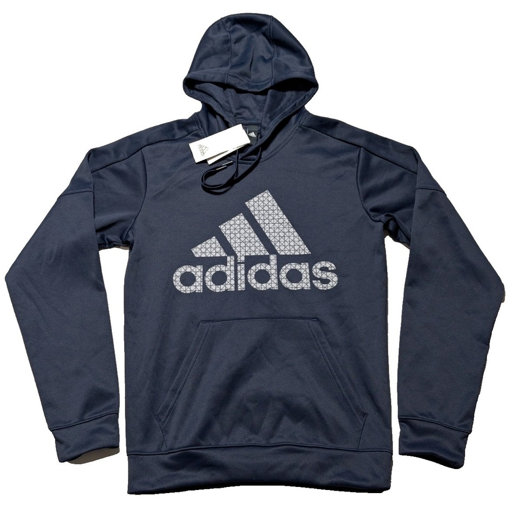 ADIDAS Badge of Sport GRID Men Small Navy Blue Pullover Sweatshirt NEW FR8275